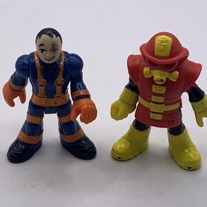 Fisher Price Imaginext Lot of 2 Figures Construction Worker And Fireman